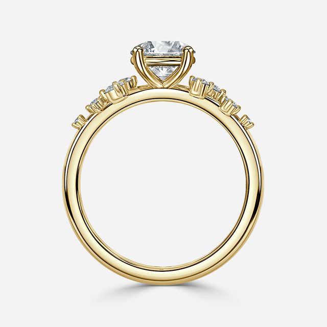 Morning Star Yellow Gold Cluster Engagement Ring