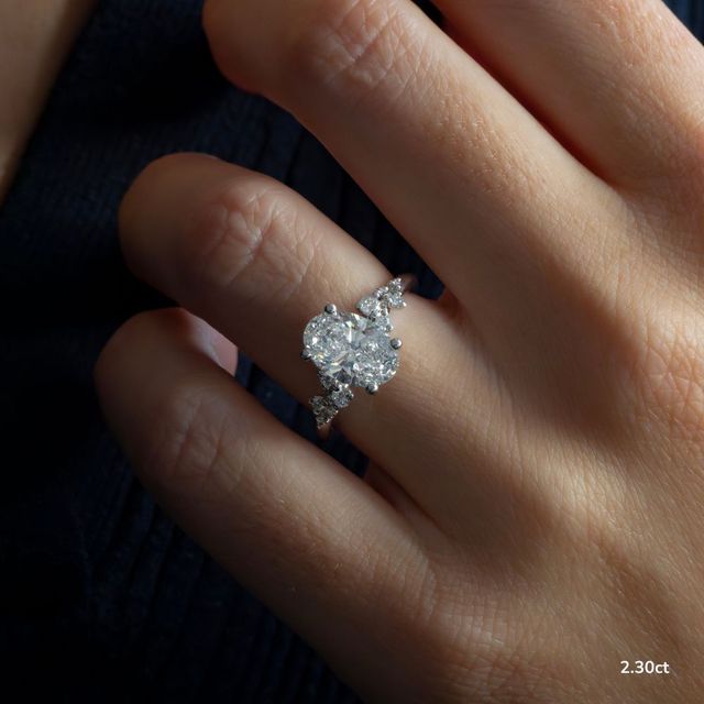 Morning Star White Gold Cluster Engagement Ring