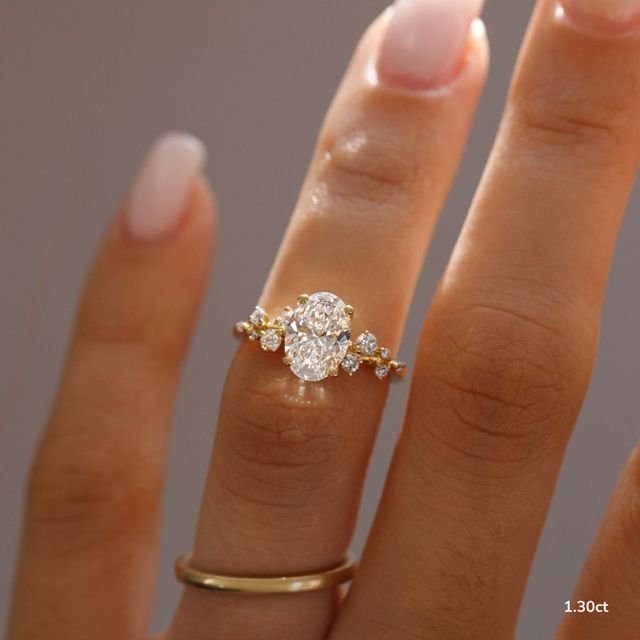 Morning Star Yellow Gold Cluster Engagement Ring