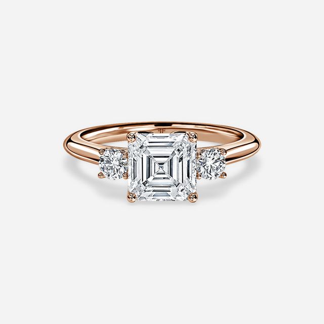 Rohini Rose Gold Plain Band Bridal Set Engagement Ring