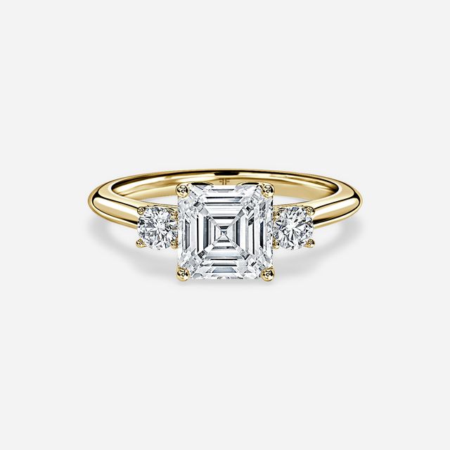 Rohini Yellow Gold Plain Band Bridal Set Engagement Ring