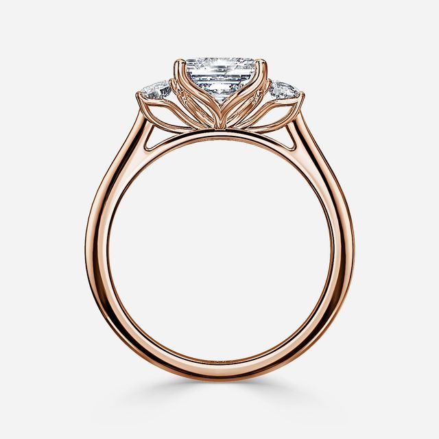 Rohini Rose Gold Plain Band Bridal Set Engagement Ring