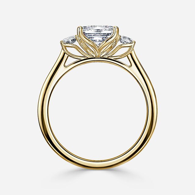 Rohini Yellow Gold Plain Band Bridal Set Engagement Ring