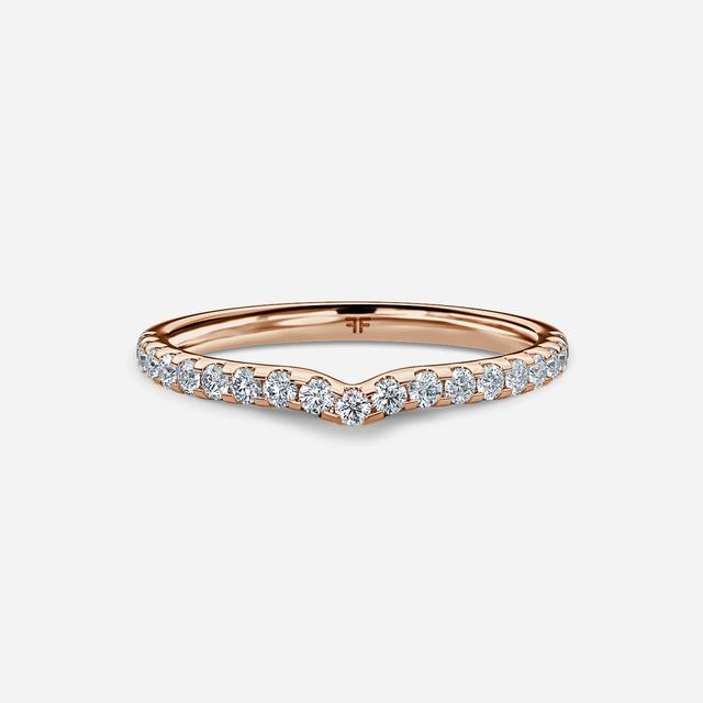 Rohini Rose Gold Pavé Band Bridal Set Engagement Ring