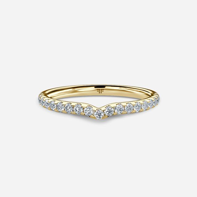Rohini Yellow Gold Pavé Band Bridal Set Engagement Ring