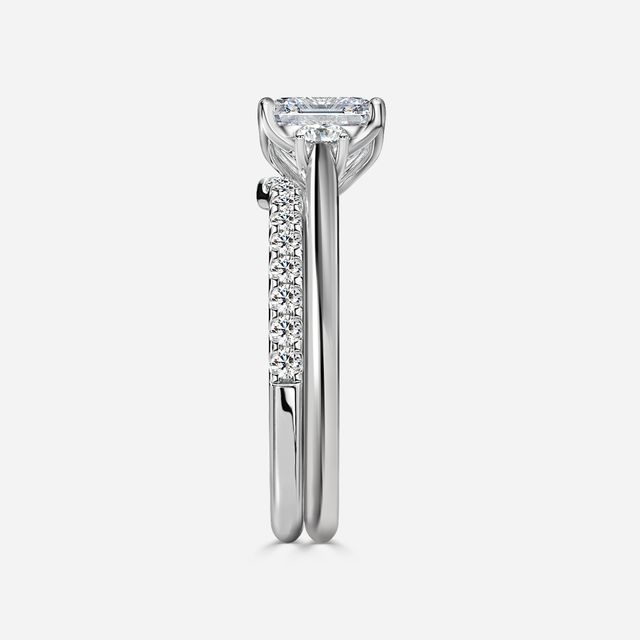 Rohini Platium Pavé Band Bridal Set Engagement Ring