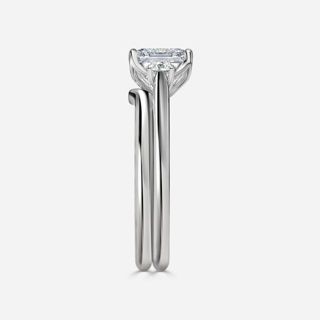Rohini White Gold Plain Band Bridal Set Engagement Ring