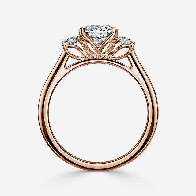 Rohini Rose Gold Plain Band Bridal Set Engagement Ring