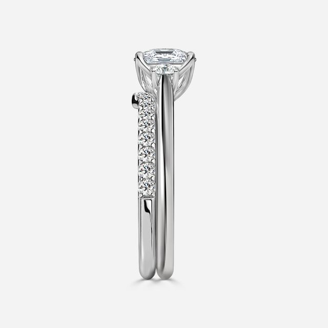 Rohini Platium Pavé Band Bridal Set Engagement Ring
