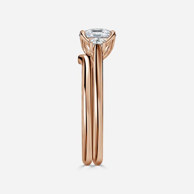 Rohini Rose Gold Plain Band Bridal Set Engagement Ring