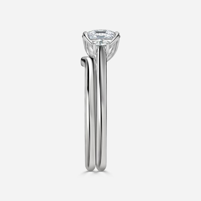 Rohini White Gold Plain Band Bridal Set Engagement Ring