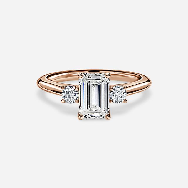 Rohini Rose Gold Plain Band Bridal Set Engagement Ring