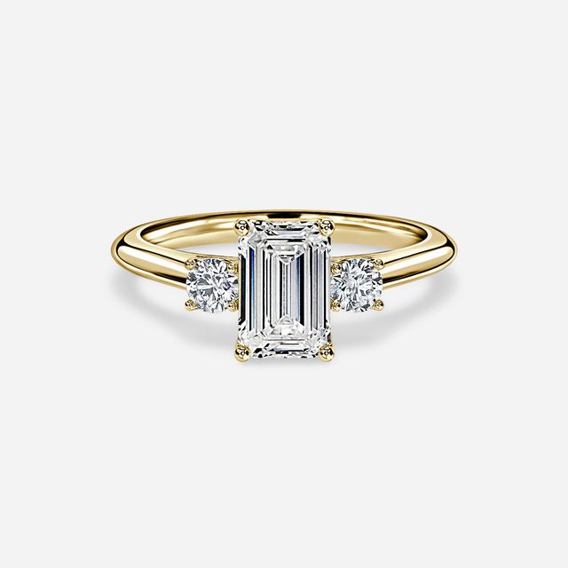 Rohini Yellow Gold Plain Band Bridal Set Engagement Ring
