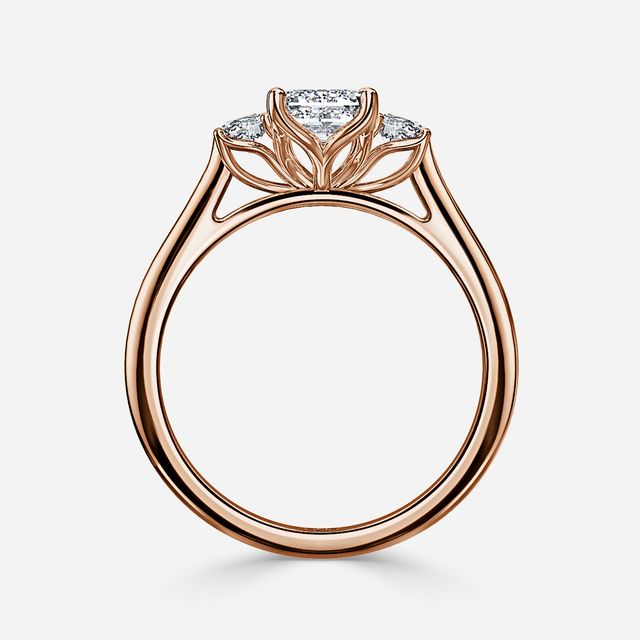 Rohini Rose Gold Plain Band Bridal Set Engagement Ring