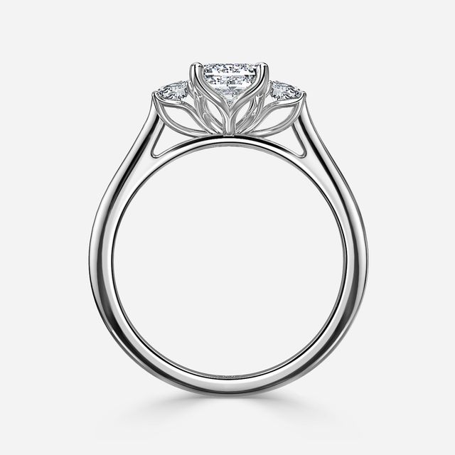 Rohini Platium Pavé Band Bridal Set Engagement Ring