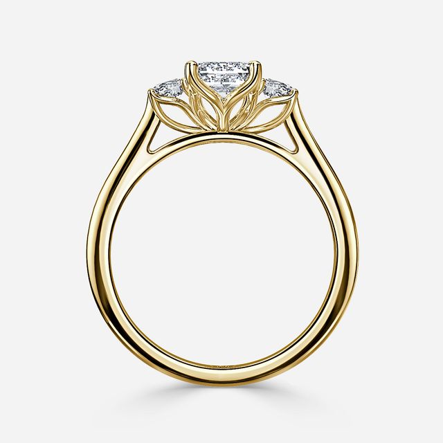 Rohini Yellow Gold Plain Band Bridal Set Engagement Ring