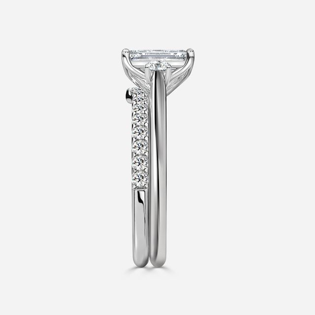 Rohini Platium Pavé Band Bridal Set Engagement Ring