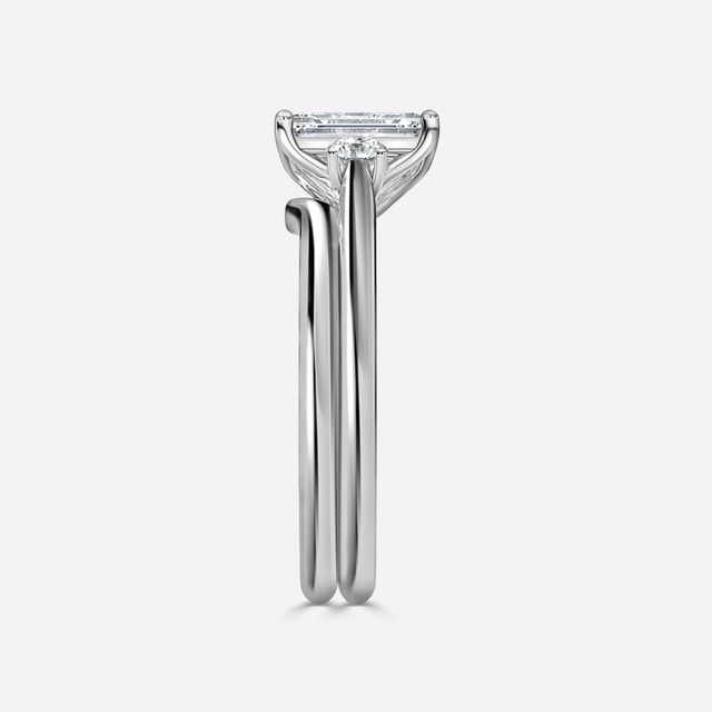 Rohini White Gold Plain Band Bridal Set Engagement Ring