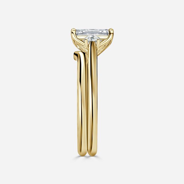 Rohini Yellow Gold Plain Band Bridal Set Engagement Ring