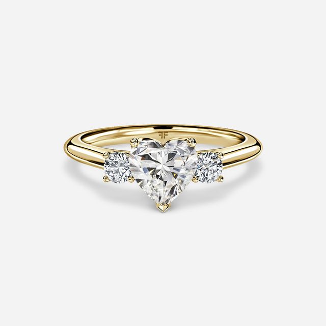 Rohini Yellow Gold Plain Band Bridal Set Engagement Ring