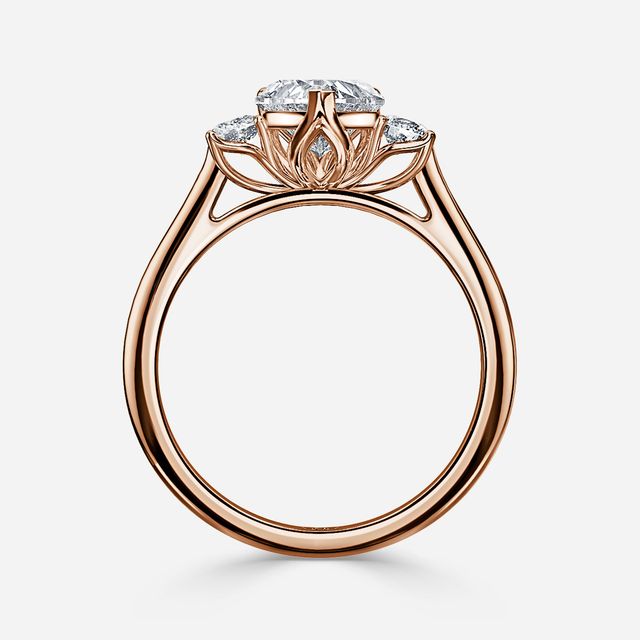 Rohini Rose Gold Plain Band Bridal Set Engagement Ring
