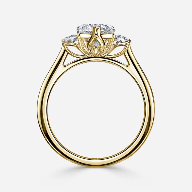 Rohini Yellow Gold Plain Band Bridal Set Engagement Ring