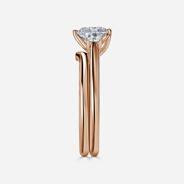 Rohini Rose Gold Plain Band Bridal Set Engagement Ring