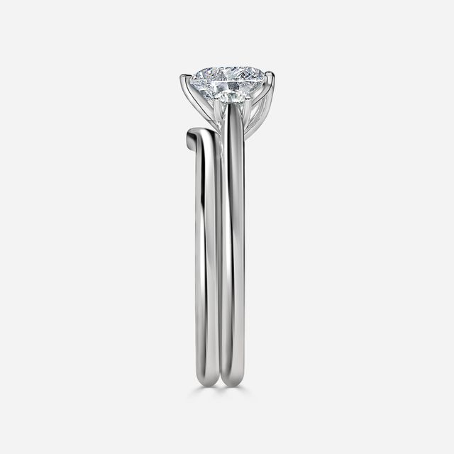 Rohini White Gold Plain Band Bridal Set Engagement Ring