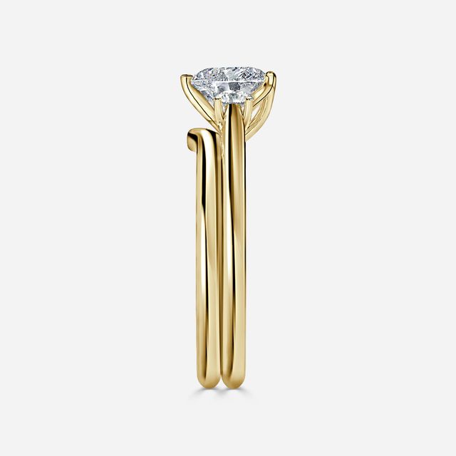Rohini Yellow Gold Plain Band Bridal Set Engagement Ring