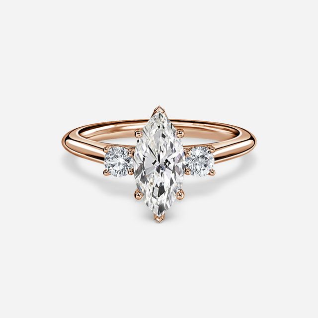 Rohini Rose Gold Plain Band Bridal Set Engagement Ring