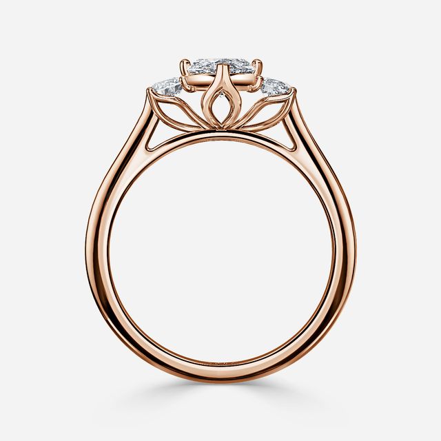 Rohini Rose Gold Plain Band Bridal Set Engagement Ring
