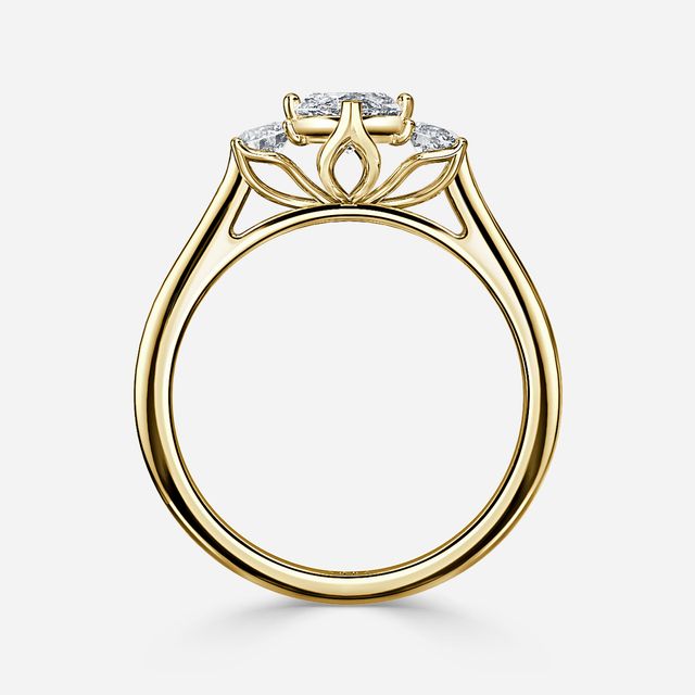 Rohini Yellow Gold Plain Band Bridal Set Engagement Ring