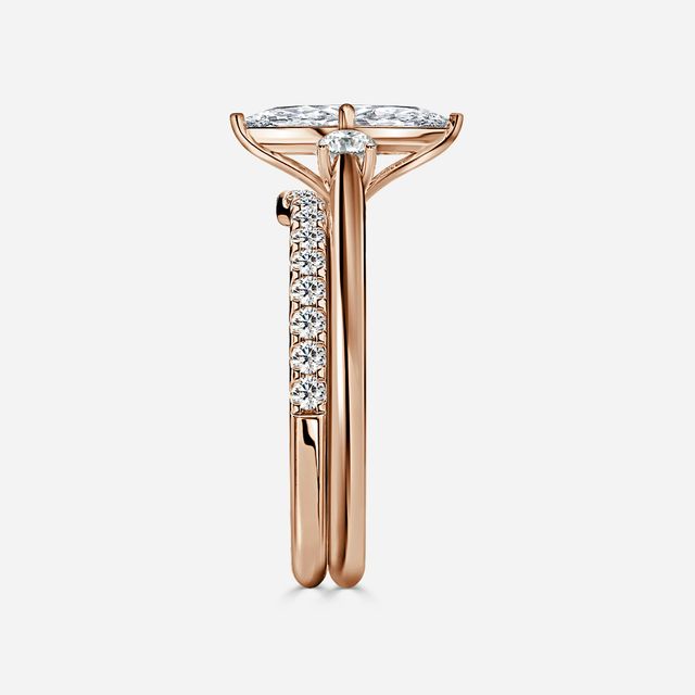 Rohini Rose Gold Pavé Band Bridal Set Engagement Ring