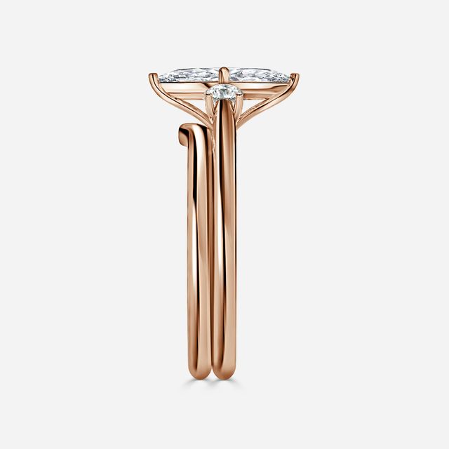 Rohini Rose Gold Plain Band Bridal Set Engagement Ring
