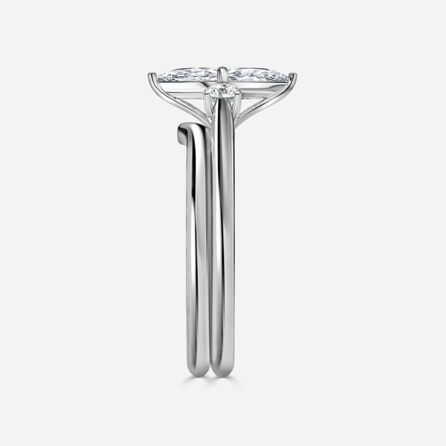 Rohini White Gold Plain Band Bridal Set Engagement Ring