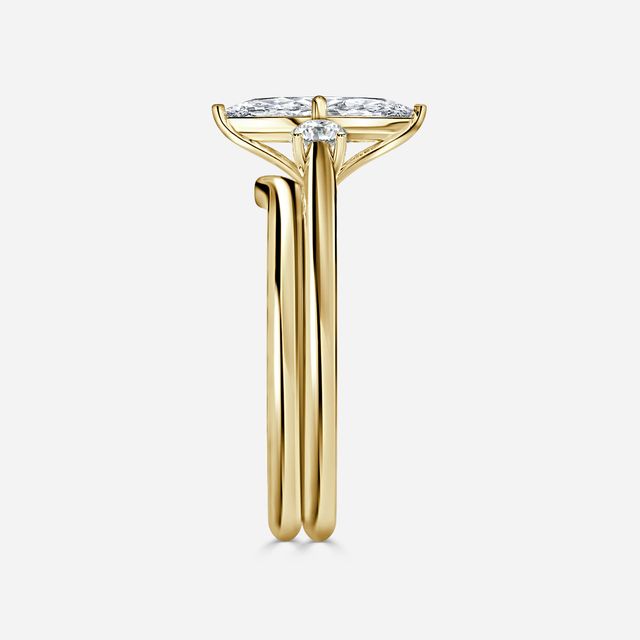 Rohini Yellow Gold Plain Band Bridal Set Engagement Ring