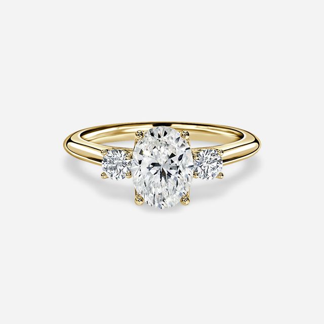 Rohini Yellow Gold Plain Band Bridal Set Engagement Ring