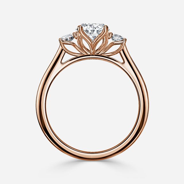 Rohini Rose Gold Plain Band Bridal Set Engagement Ring