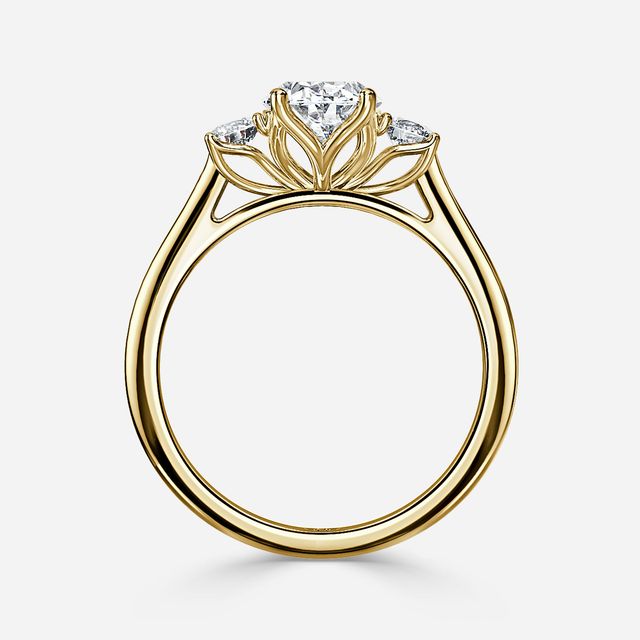 Rohini Yellow Gold Plain Band Bridal Set Engagement Ring