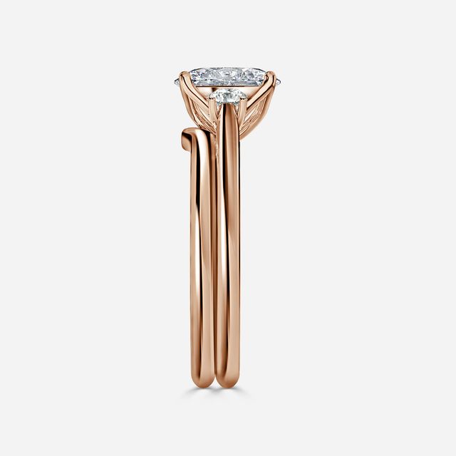 Rohini Rose Gold Plain Band Bridal Set Engagement Ring