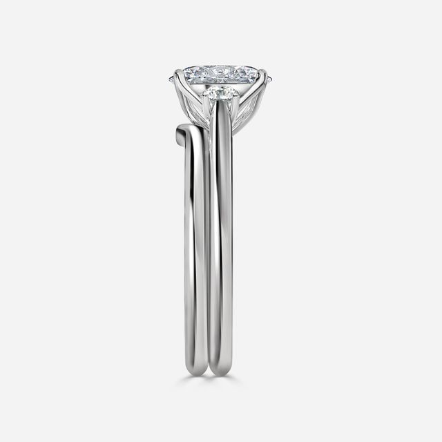Rohini Platium Plain Band Bridal Set Engagement Ring