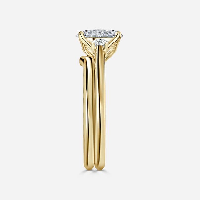 Rohini Yellow Gold Plain Band Bridal Set Engagement Ring