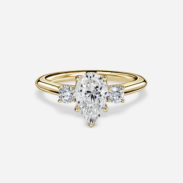 Rohini Yellow Gold Plain Band Bridal Set Engagement Ring