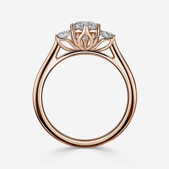 Rohini Rose Gold Plain Band Bridal Set Engagement Ring