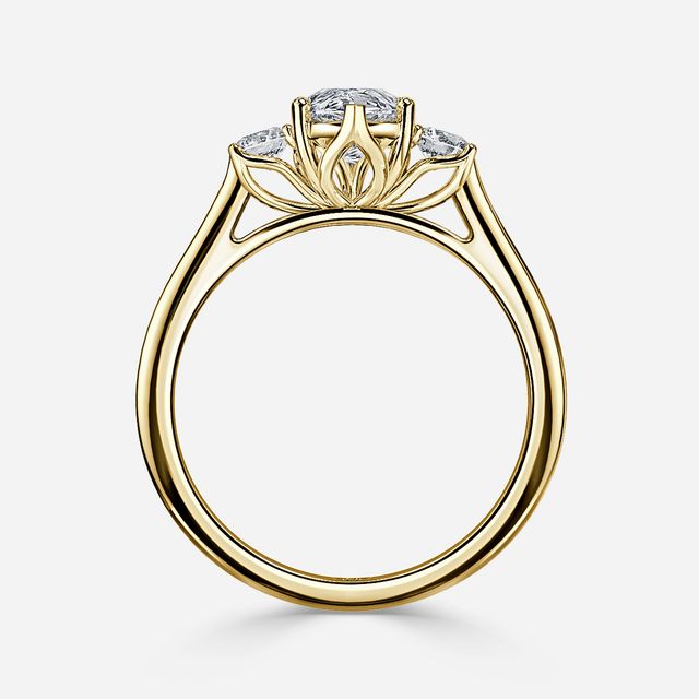 Rohini Yellow Gold Plain Band Bridal Set Engagement Ring