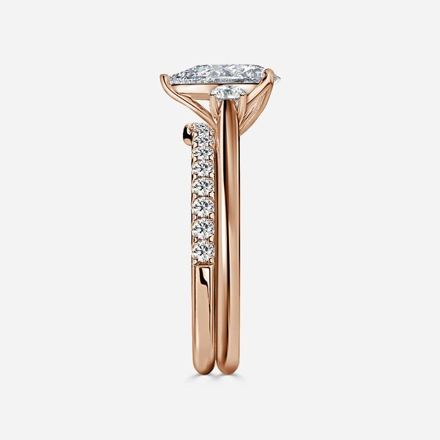Rohini Rose Gold Pavé Band Bridal Set Engagement Ring