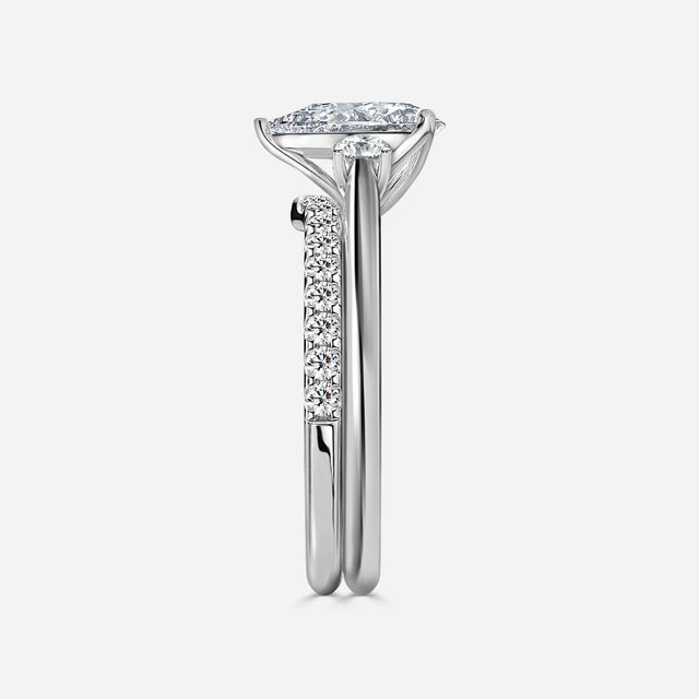 Rohini Platium Pavé Band Bridal Set Engagement Ring