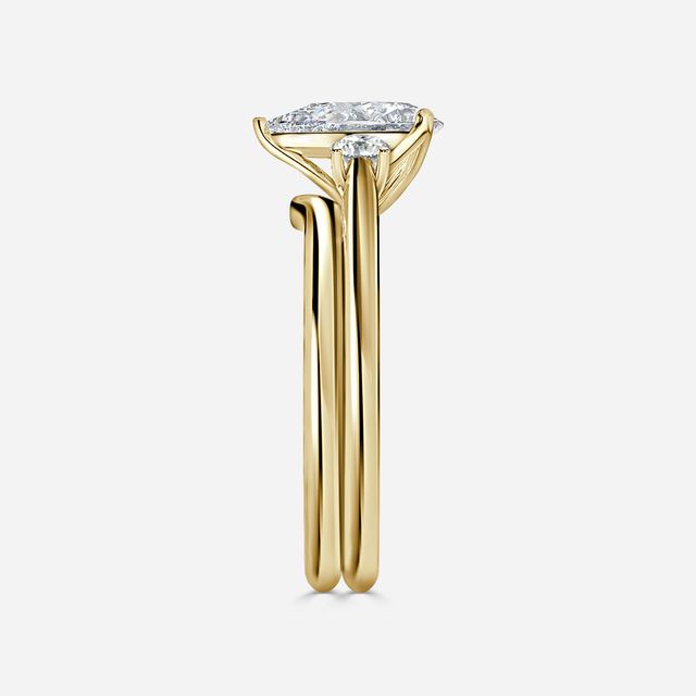Rohini Yellow Gold Plain Band Bridal Set Engagement Ring