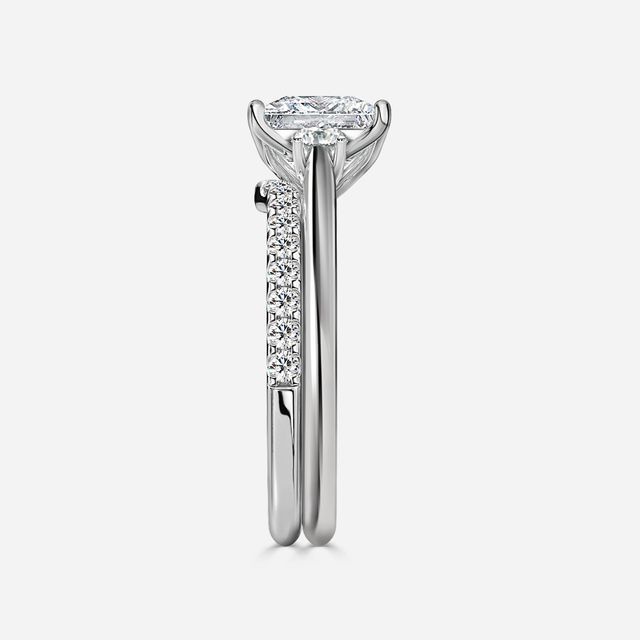 Rohini White Gold Pavé Band Bridal Set Engagement Ring