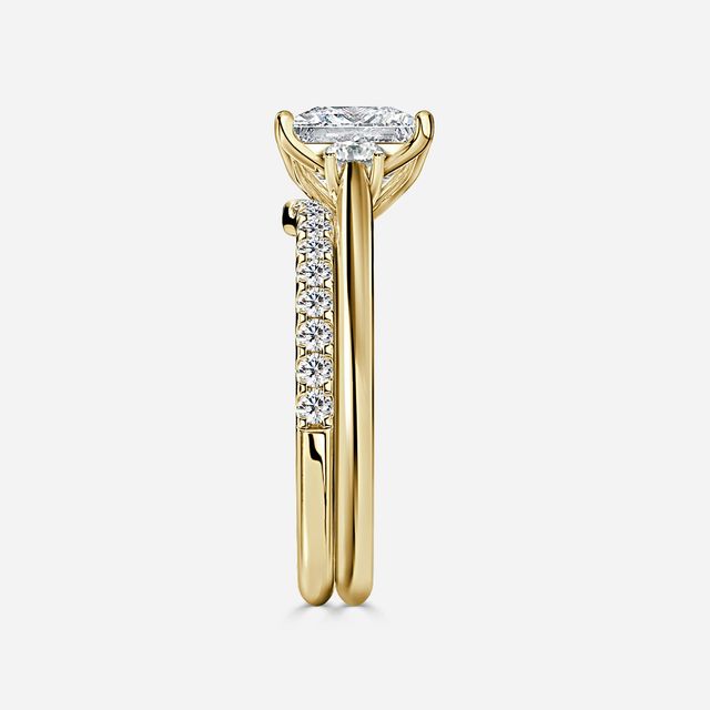 Rohini Yellow Gold Pavé Band Bridal Set Engagement Ring
